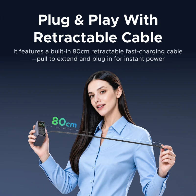 UGREEN 160W Smart Display GaN Charger With Retractable Cable AVS PD 3.1 QC4.0 EU Foldable For MacBook Pro Laptop iPhone Samsung