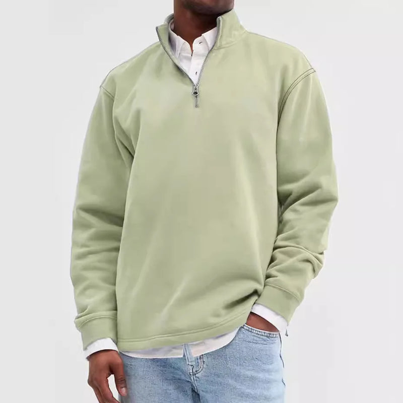 Men's Half-Zip Knit Hoodie – Soft Gray Pullover with Relaxed Fit, Modern Drop Shoulder Design 13 Colors Available