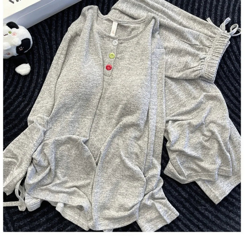 Ladies Pyjamas Chest Pads Sleepwear Female Sleeping Pajamas Set 2026 Autumn Long Sleeve Loungewear Pijama Mujer Homewear Suit