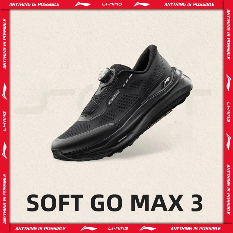 ស្បែកជើង Li-Ning Unisex SOFT GO MAX 3 របៀបរស់នៅ COMFOAM MAX មានខ្យល់ចេញចូលបានល្អ ទ្រទ្រង់បានល្អ ស្បែកជើងដើរលេងធម្មតា LiNing AGLW023