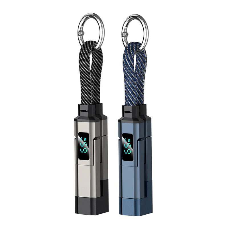 ខ្សែសាក iLMH Keychain, ខ្សែសាកច្រើនប្រភេទ USB C 4 ក្នុង 1 ជាមួយអេក្រង់ឌីជីថល, ខ្សែសាកលឿនចល័តសម្រាប់ឧបករណ៍