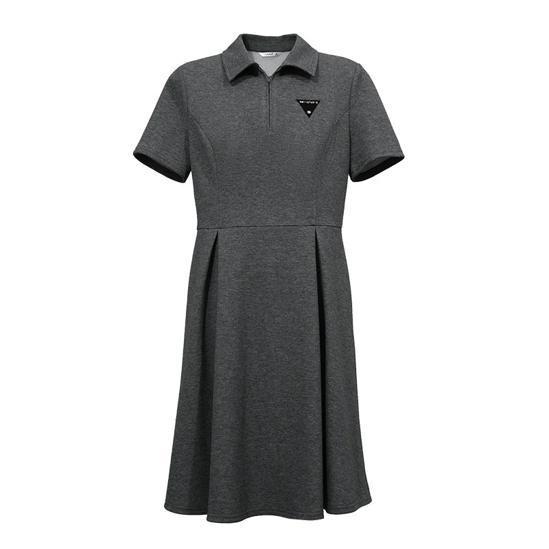 Amii Mini Dress 2026 Summer New Letter Embroidered Polo Collar Fitted Waist Short Sleeve Casual Air Layer Women's Dress 12622153
