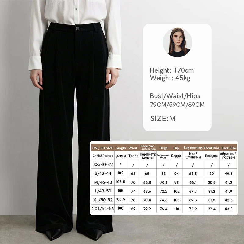 Amii Wide Leg Women's Pants 2026 Autumn New Velvet Casual Flowy Pants Loose Fit Soft Elegant Daily Trousers For Woman 12623112