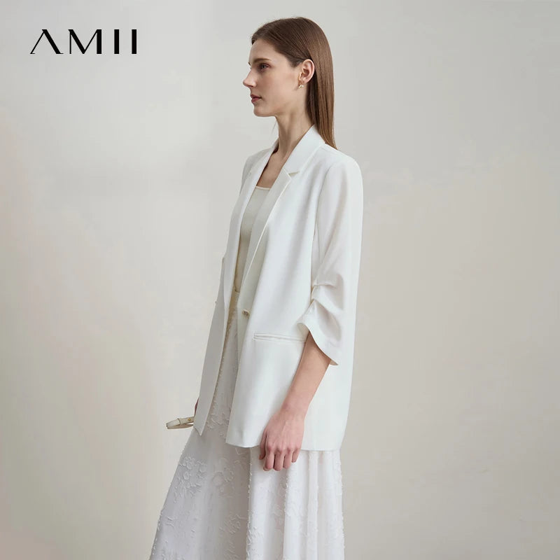 អាវធំនារី Amii Minimalist សម្រាប់រដូវស្លឹកឈើជ្រុះឆ្នាំ ២០២៥ ថ្មី រលុង ដៃអាវប្រាំពីរភាគបួន ប៊ូតុងកអាវធំសម្រាប់ធ្វើដំណើរ 12512019