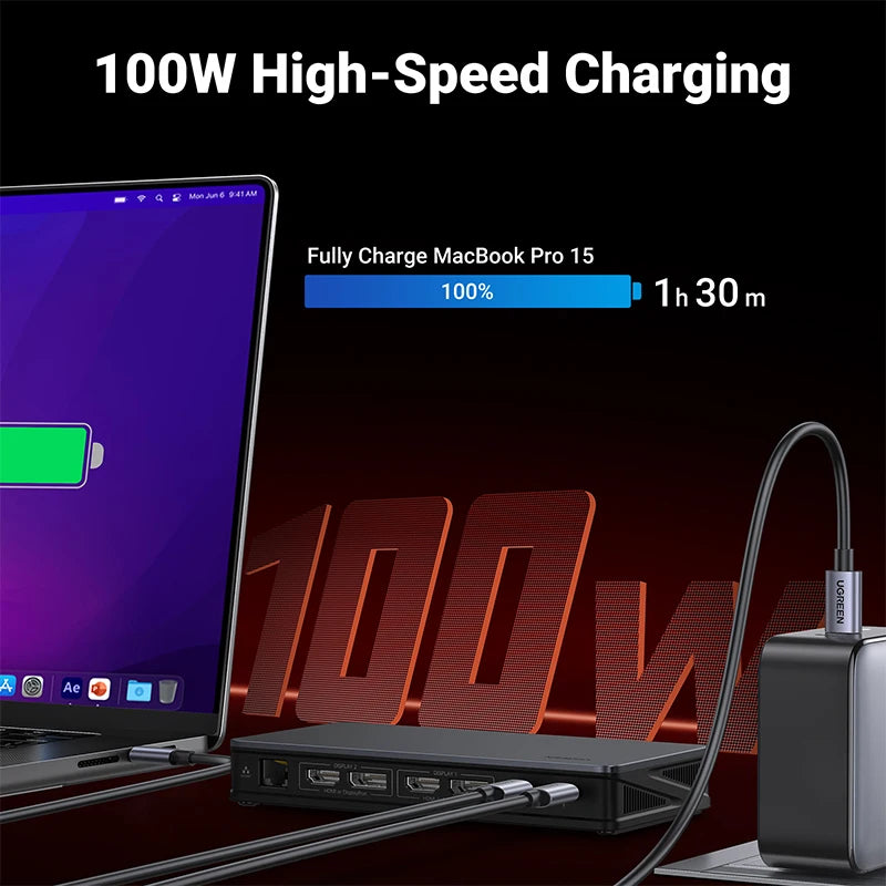 UGREEN USB C Docking Station 9-in-1 USB Splitter 4K60Hz HDMI DP DisplayLink Triple Display RJ45 PD100W for macOS Windows 10Gbps