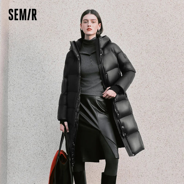 អាវក្រៅ Semir សម្រាប់ស្ត្រី ធ្វើពីរោមចៀម Goose Down ឆ្នាំ 2026 ស្រទាប់ខាងក្រៅរដូវរងា ក្តៅ អ៊ីសូឡង់ អាកាសធាតុត្រជាក់ ស្ទីលប្រចាំថ្ងៃ ស្អាត ស្រមោល