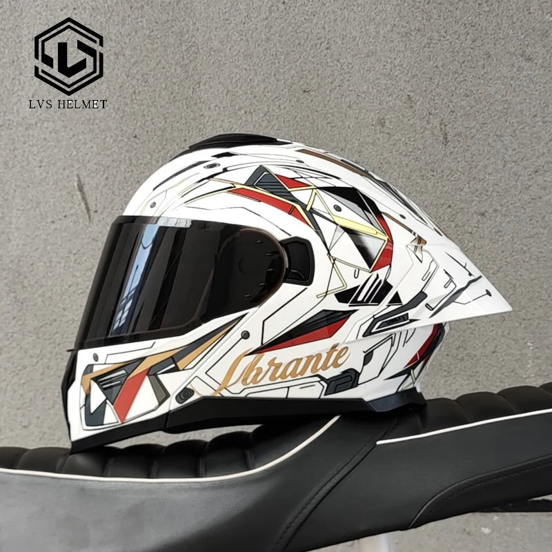 LVS-909S Modular Flip Helmet Double Lens Full Face Motorcycle Helmet DOT Approved Personalized Large Tail Wing