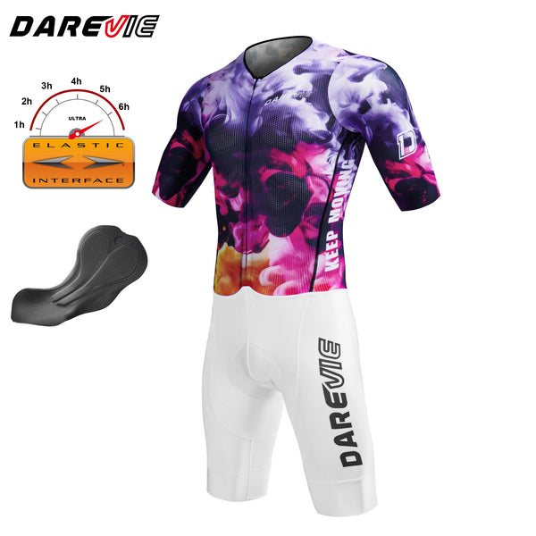 ឈុតជិះកង់ DAREVIE Pro Level Aura Cycling Skinsuit អ៊ីតាលី Elastic Interface® Pad Compression Slim Fit ស្ងួតរហ័ស មានខ្យល់ចេញចូលបានល្អ