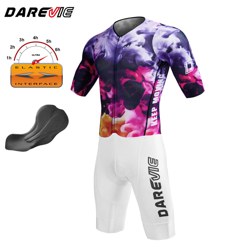ឈុតជិះកង់ DAREVIE Pro Level Aura Cycling Skinsuit អ៊ីតាលី Elastic Interface® Pad Compression Slim Fit ស្ងួតរហ័ស មានខ្យល់ចេញចូលបានល្អ