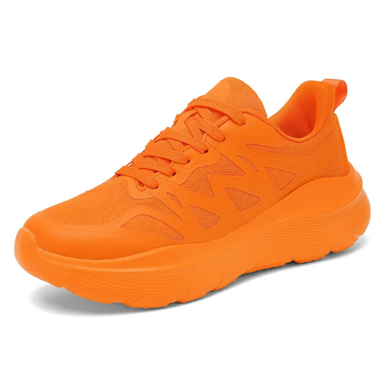 Men Women All White Thick Cushioned Running Shoes Lightweight Breathable Mesh Platform Sneakers Non Slip Athletic Walking Shoes