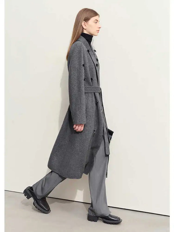 Amii Winter Clothes Women 2026 Long Coat Women's Wool Women Coat Turn-down Collar Loose Office Lady Sweaters Coats 12424008