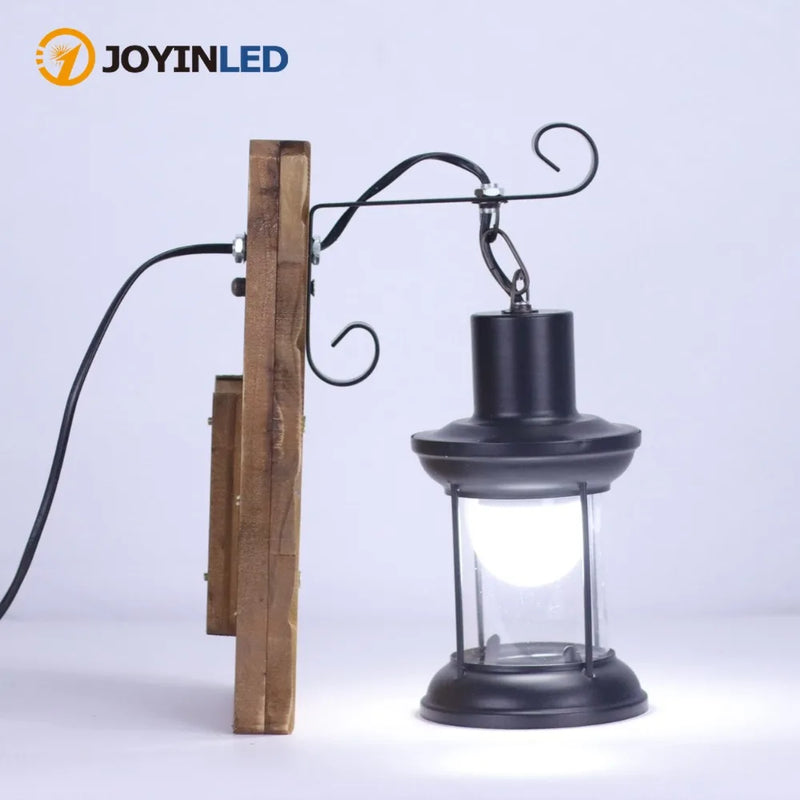 JOYINLED Outdoor Wall Lamp Antique Loft Wood Glass Chandelier Bar Sconces Vintage Industrial Retro Wall Sconce for Bedroom