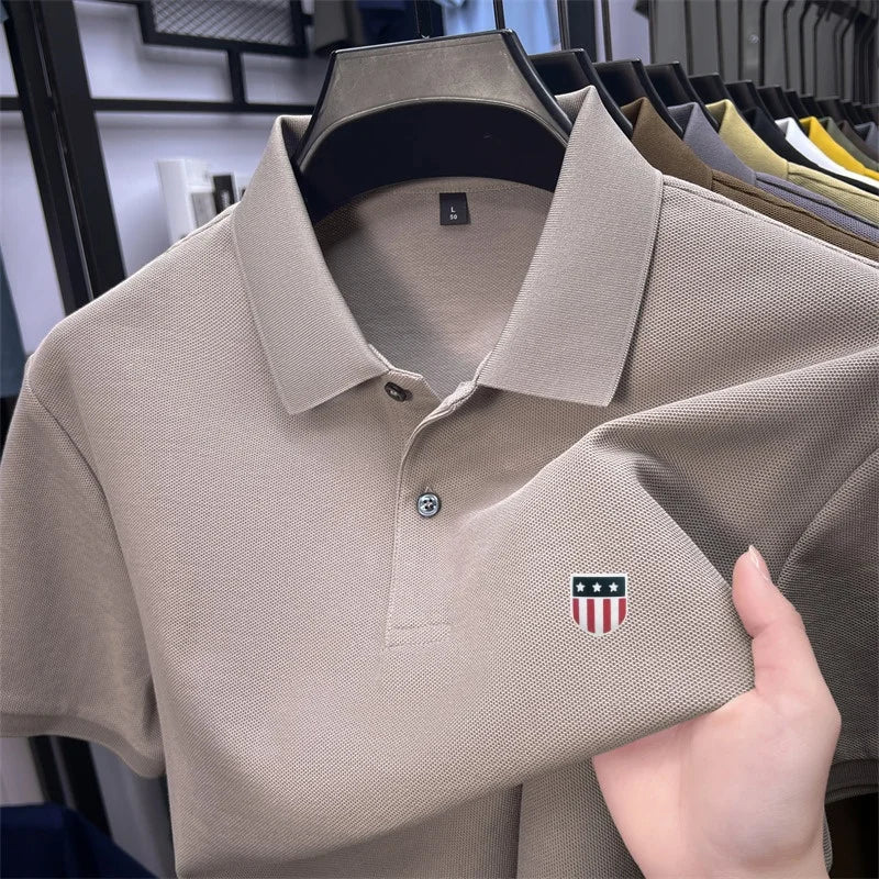 High-End Luxury Man T-Shirt Polo Shirt Lapel Button Pattern Printing Various Colors British Style Summer Leisure Golf Men's Wear