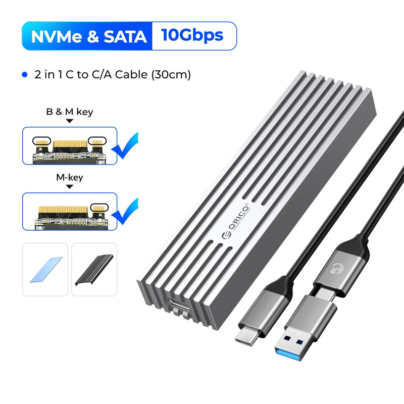 ORICO NVMe M.2 SSD Enclosure USB4 40Gbps PCIe3.0x4 20Gbps 10Gbps M.2 External Case Compatible with Thunderbolt 3/4
