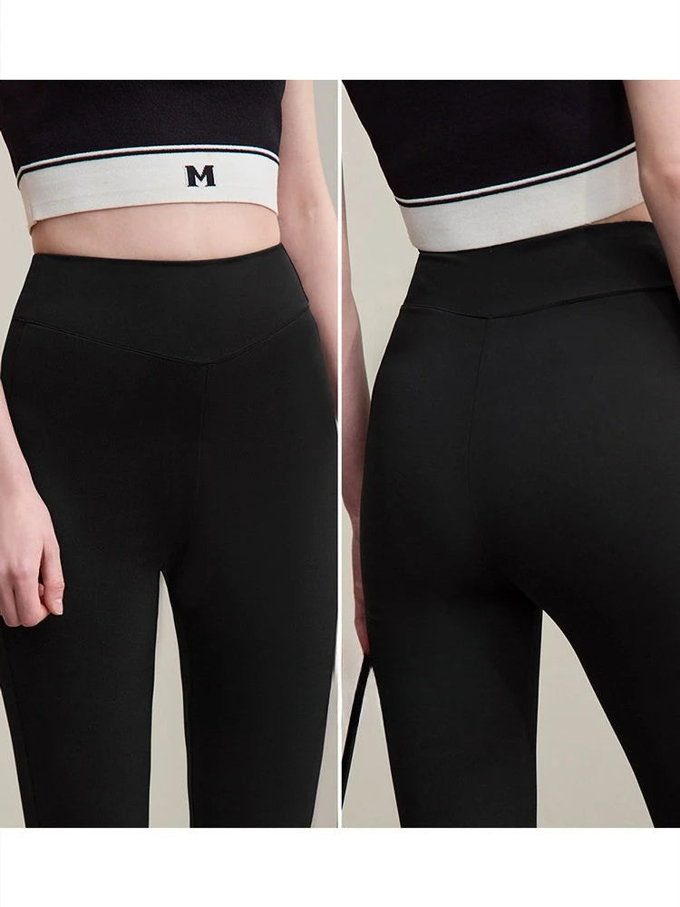 Amii Shark Skin Leggings 2026 Summer New Casual Flare Women's Pants Versatile Slim Stretch Trousers for Women 12642174