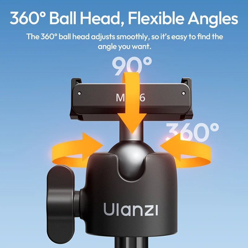 ជើងទ្រកាមេរ៉ា Ulanzi MT66 Mini សម្រាប់កាមេរ៉ា DJI Action 6 Nano Go Ultra Action ដែលអាចទ្របានជាមួយទំពក់ និងរង្វិលសម្រាប់ដាក់ក្នុងកាបូប
