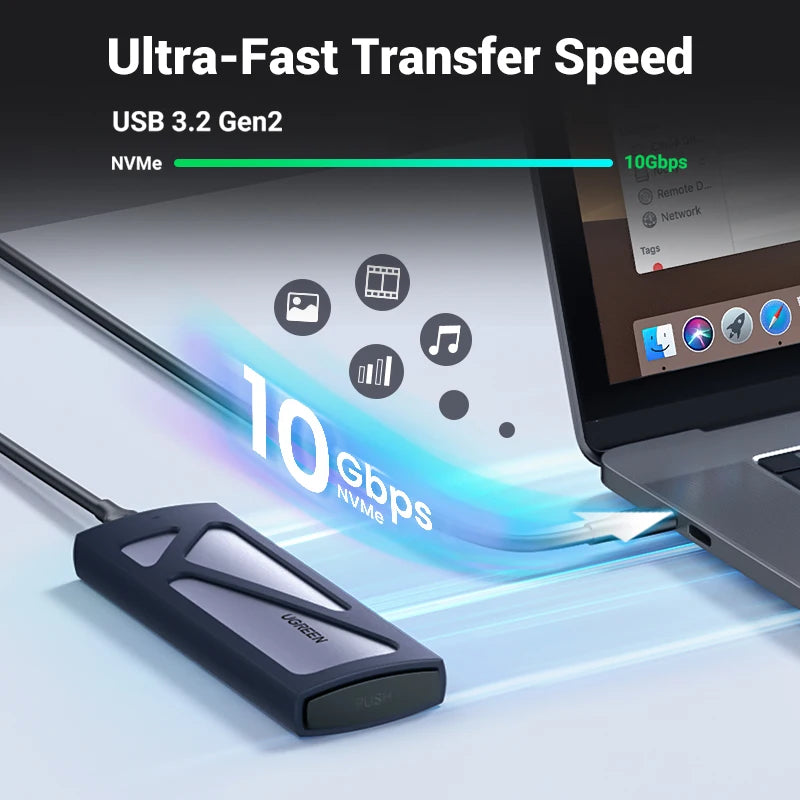 UGREEN M2 SSD Case M.2 NVMe PCIe 10Gbps USB C 3.2 Gen2  SSD Enclosure Tool-Free External  SSD Adapter Supports M and B&M Keys
