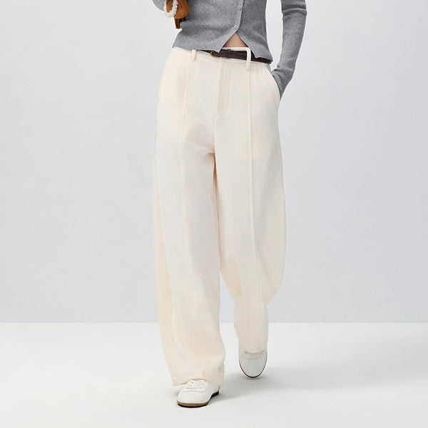 ខោស្ត្រី Semir Chenille រលុងជើងធុងពណ៌ស 2026 រដូវរងាធម្មតាឆើតឆាយអាចបត់បែនបានសម្រាកកាយប្រចាំថ្ងៃរចនាប័ទ្មពេញប្រវែង