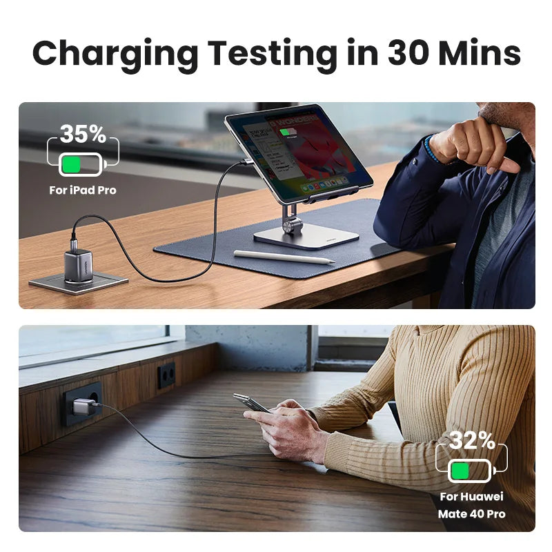UGREEN GaN 30W Fast Charger for iPhone 18 17 16 Pro  PD3.0 Charger for iPad Pro Tablet Samsung Xiaomi Type C Phone USB Charger