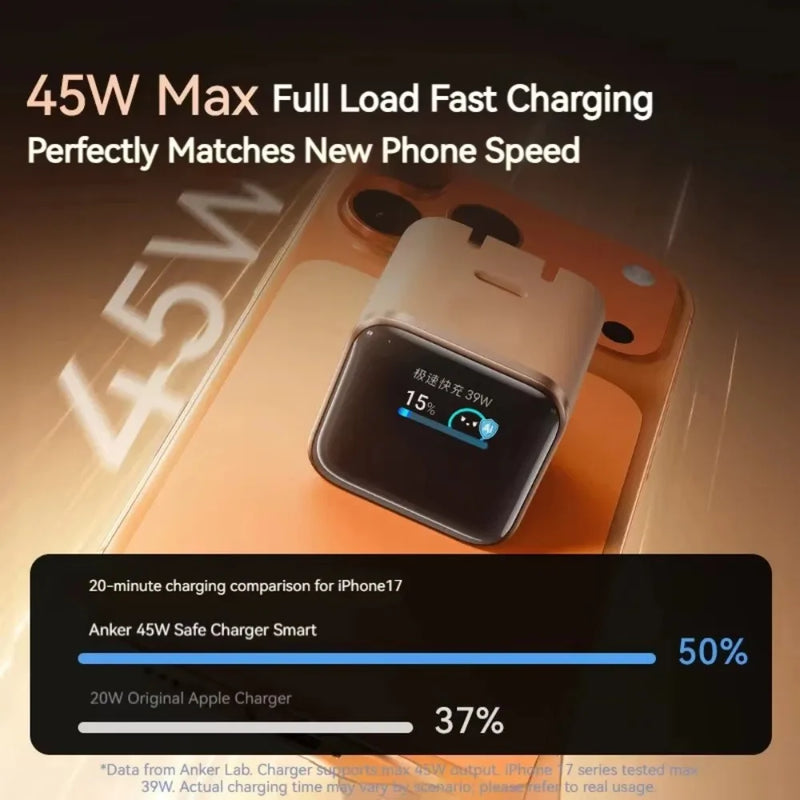 ឆ្នាំងសាក Anker Nano 45W អាចបត់បាន USB-C PD Fast Charger A121D សម្រាប់ iPhone 16 Pro 15 14 Samsung Laptop ទើបមកដល់ថ្មី