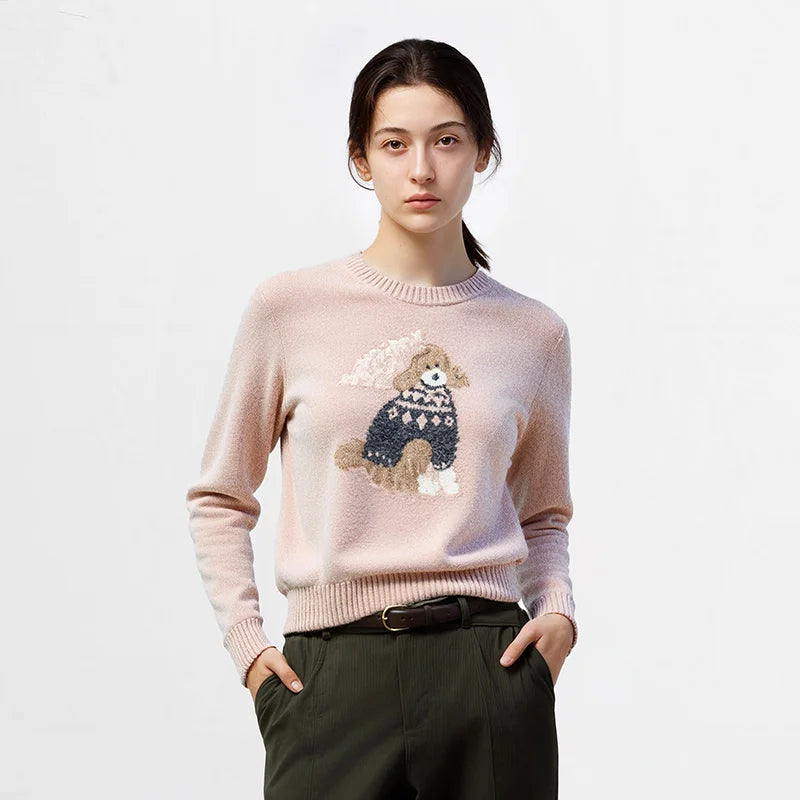 Semir Jacquard Sweater Cute Animal Design Women 2025 Winter Soft Knitwear Creative Look Cozy Style Casual Pullover Top