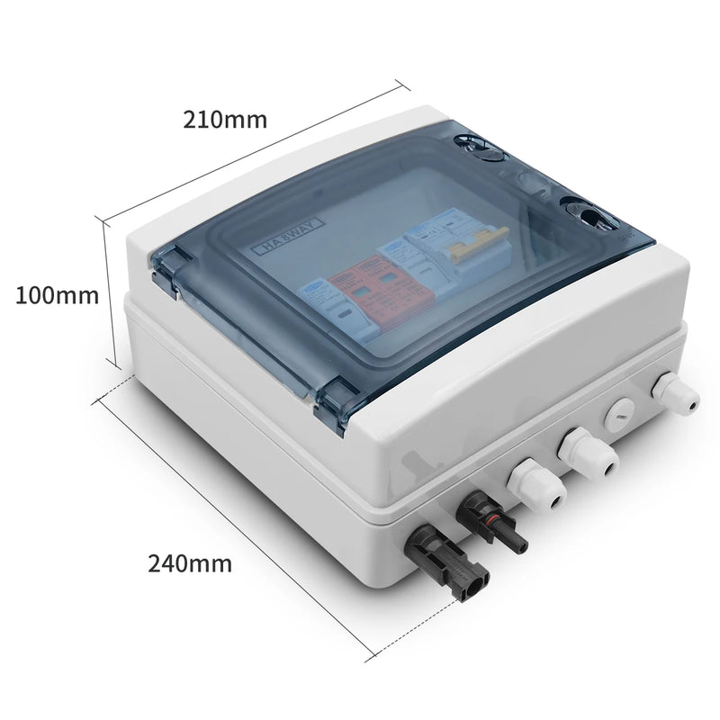 TOMZN Solar Photovoltaic PV Combiner Box With Lightning Protection 1 Input 1 Out DC 600V Fuse MCB SPD Waterproof Box IP65