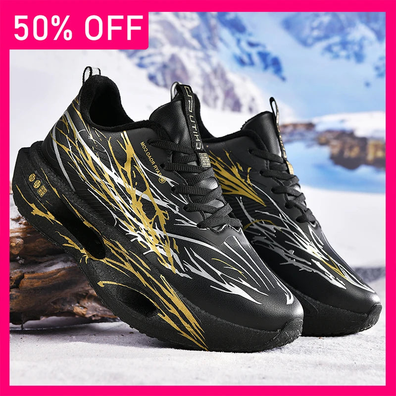 Unisex Sports Shoes Hollow Soft Sole Anti Slip Road Professional Training Shoes New Short Plush Comfortable Winter Running Shoes