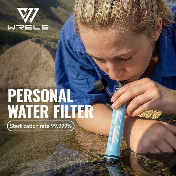 WERLS Camping Portable Water Filter Straw Personal Outdoor Water Purifier for Hiking Backpacking Travel Survival Emergency Gear