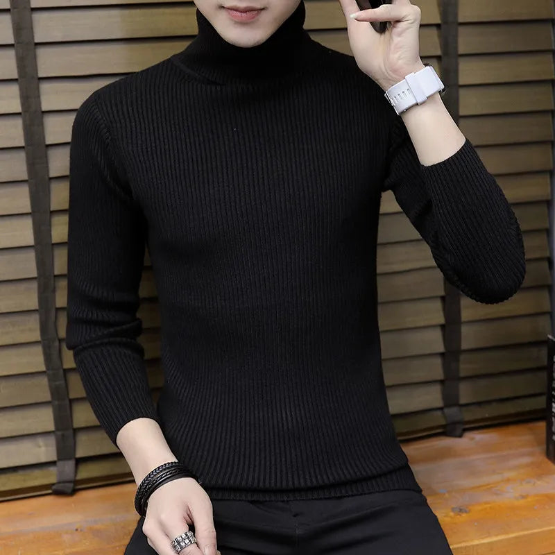 2026 New Men's Burgundy High-Neck Sweater, Winter Black Thermal Pullover Sweaters, Available in Blue, White, Yellow, Green, Gray