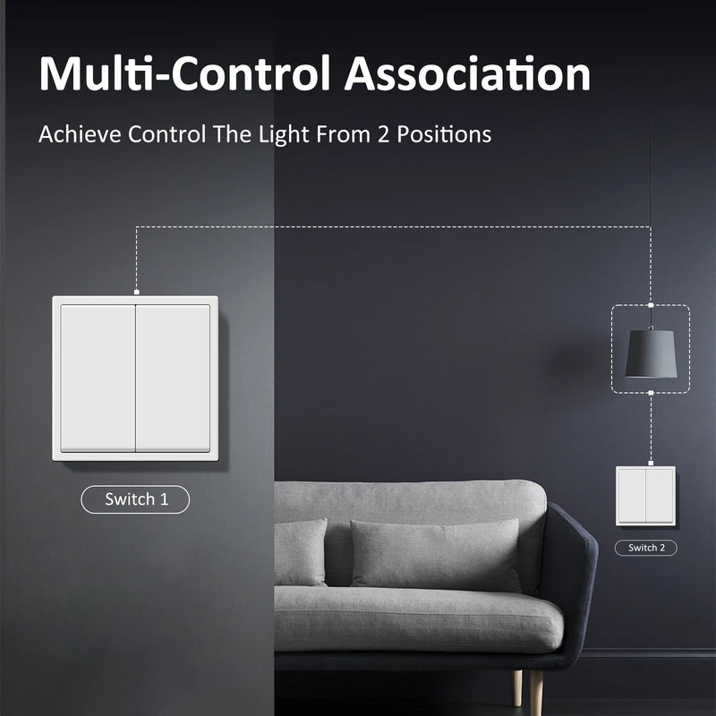 BSEED E Series 1/2/4/8 Packs 2Gang 2Way Button Light Switch Wall Light Switch On Off For Stairs Plastic Frame Bulk Set