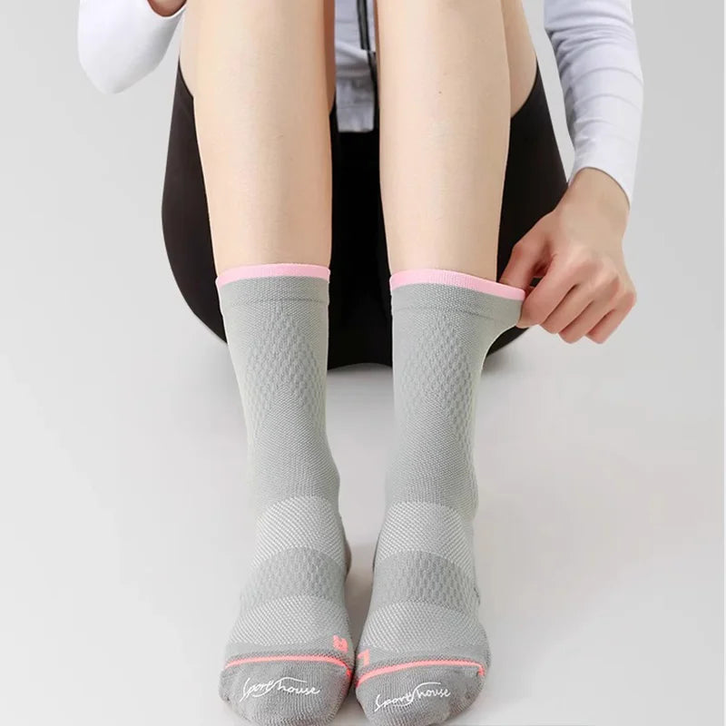 WRELS 1/2/3 Pairs Cycling Socks Moisture Wicking Hiking Sport Socks Women Arch Support Anti Slip Outdoor Training Running Socks