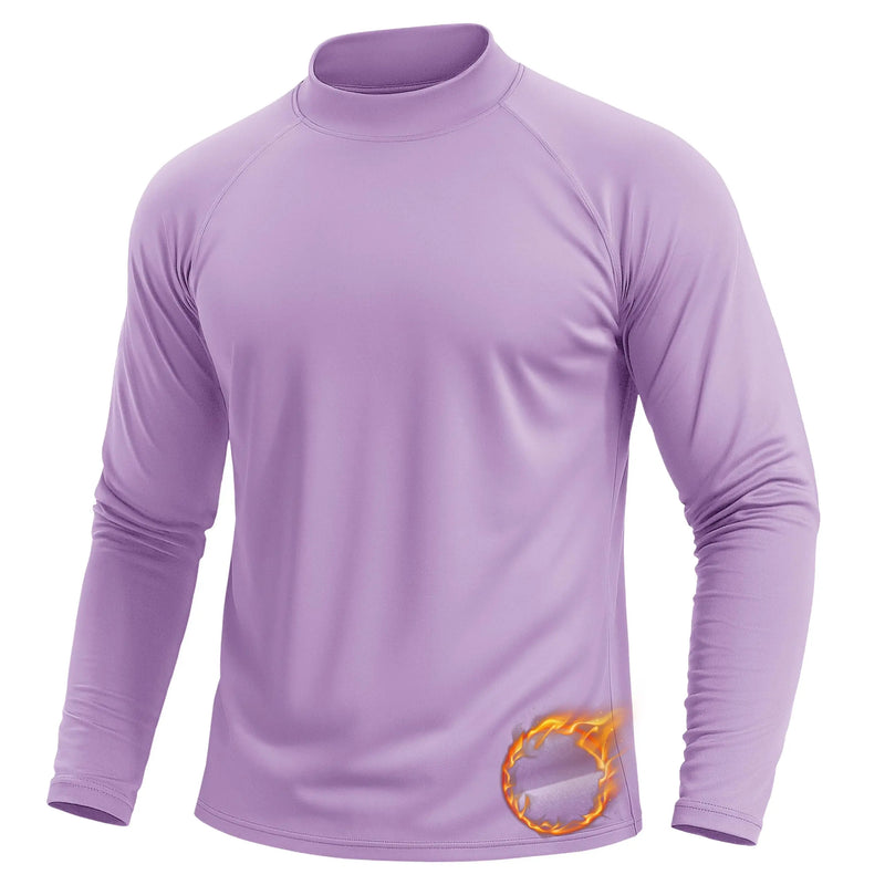 TACVASEN Men's Autumn And Winter Mock Neck Thermal T-shirts Fleece Lined Long Sleeves Stretchy Athletic Workout Base Layer Tops