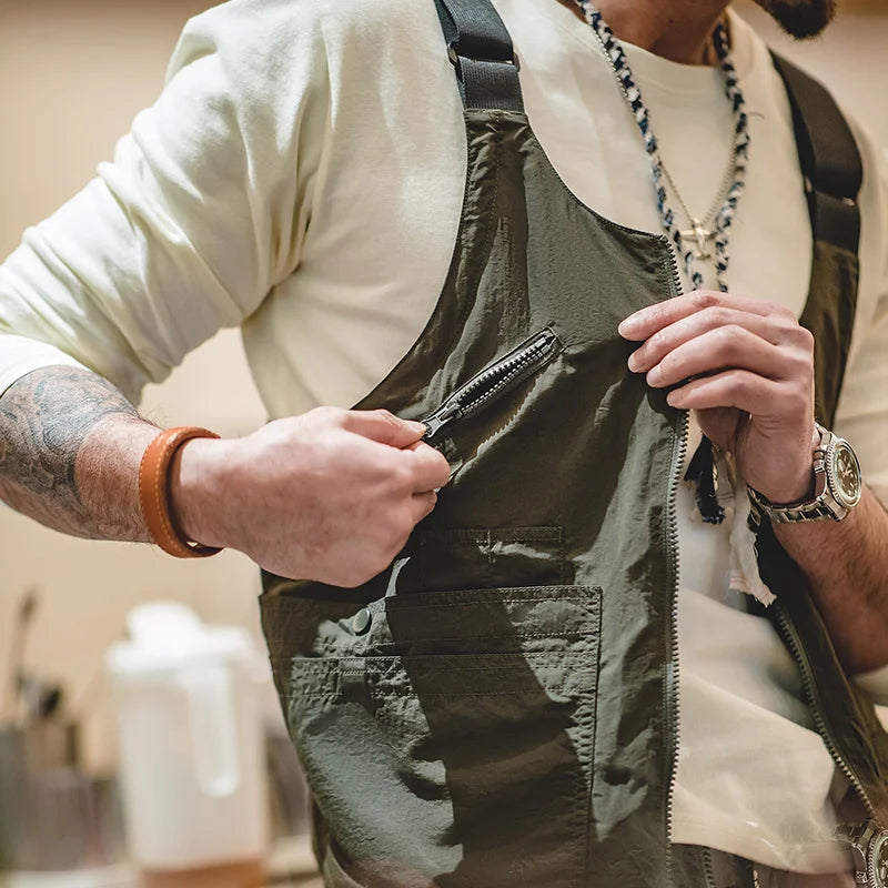 Maden Workwear Retro Multi Pocket Sleeveless Nylon Vest Outdoor Functional Dual Purpose Bag Coat For Men 2023 Fashion