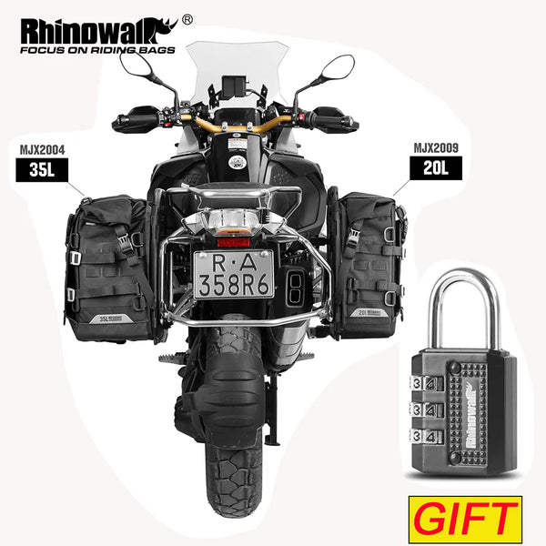 កាបូបដាក់ឥវ៉ាន់ម៉ូតូ Rhinowalk ទំហំ 20L/35L កាបូបដាក់ឥវ៉ាន់ការពារទឹកជ្រាប ជាមួយនឹងឧបករណ៍ទ្រទ្រង់ខាងក្នុង វ៉ាលីទេសចរណ៍ប្រឆាំងនឹងការរញ្ជួយ