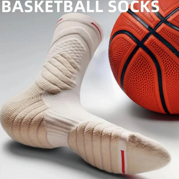 WRELS 1/2/3 Pairs Crew Basketball Socks Thick Cushioned Compression Socks Men Women Arch Support Moisture Wicking Athletic Socks