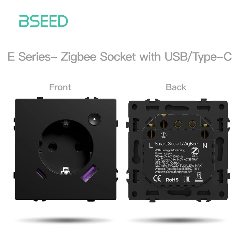 BSEED Zigbee Button Switch 1/2/3/4Gang Switch Module Smart Light Switch DIY Part Plastic Frame Smart Socket Part Tuya Smart Life