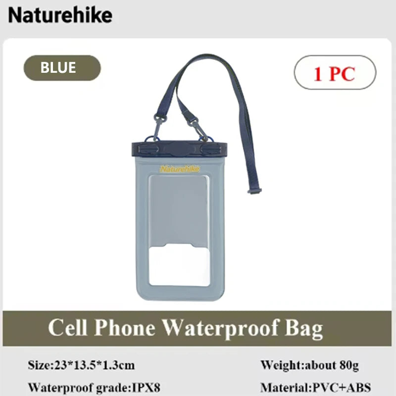 Naturehike Cell Phone Waterproof Bag IPX8 PVC Surfing Swimming Phone Bag Portable Cell Phone Bag Beach Diving Snorkeling Bag
