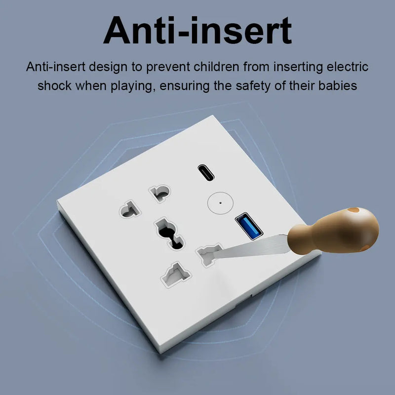 Smart Plug WiFi Universal Socket Tuya EU UK QC3.0 USB  Type-C Fast Charging Outlet Works with Alexa Google Home