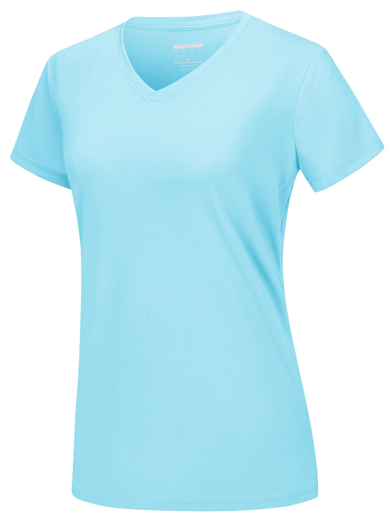 TACVASEN UPF 50+ Summer Sun Protection V-Neck T-shirts Womens Short Sleeve T-shirts Breathable Lightweight Quick Dry Shirts Tops