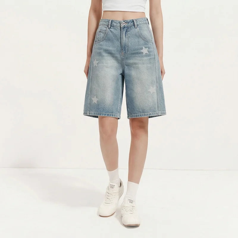 Semir Women Pants Denim Slit Vintage Distressed Loose Fit Knee Length Fashion Top 2026 Summer Wear
