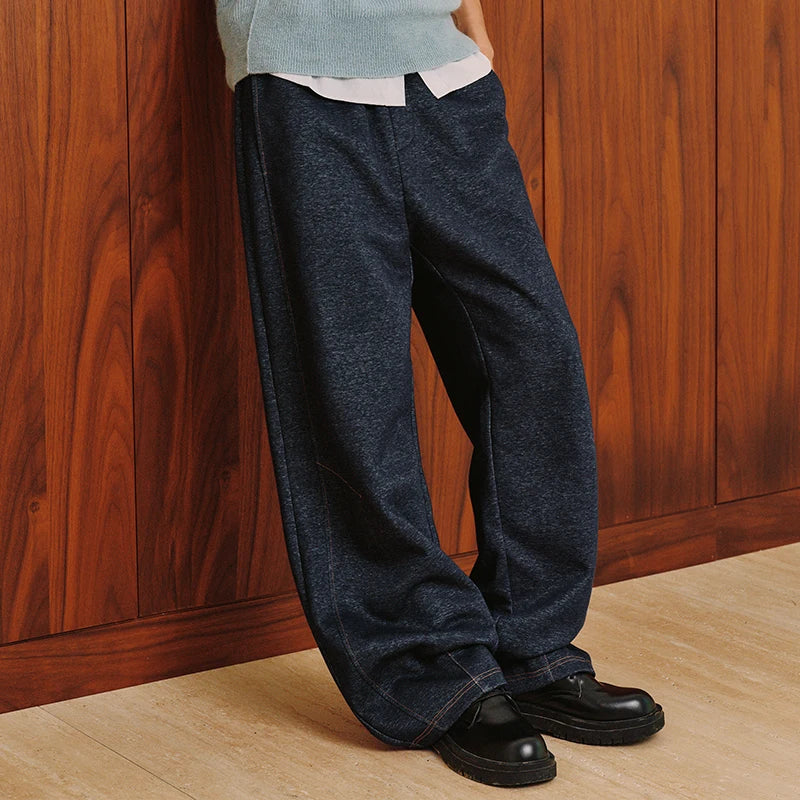 Semir Casual Pants Men Winter Faux Denim Loose Arc Pants 2025 New High Drape Relaxed Wide Leg Pants Popular Men'S Clothing