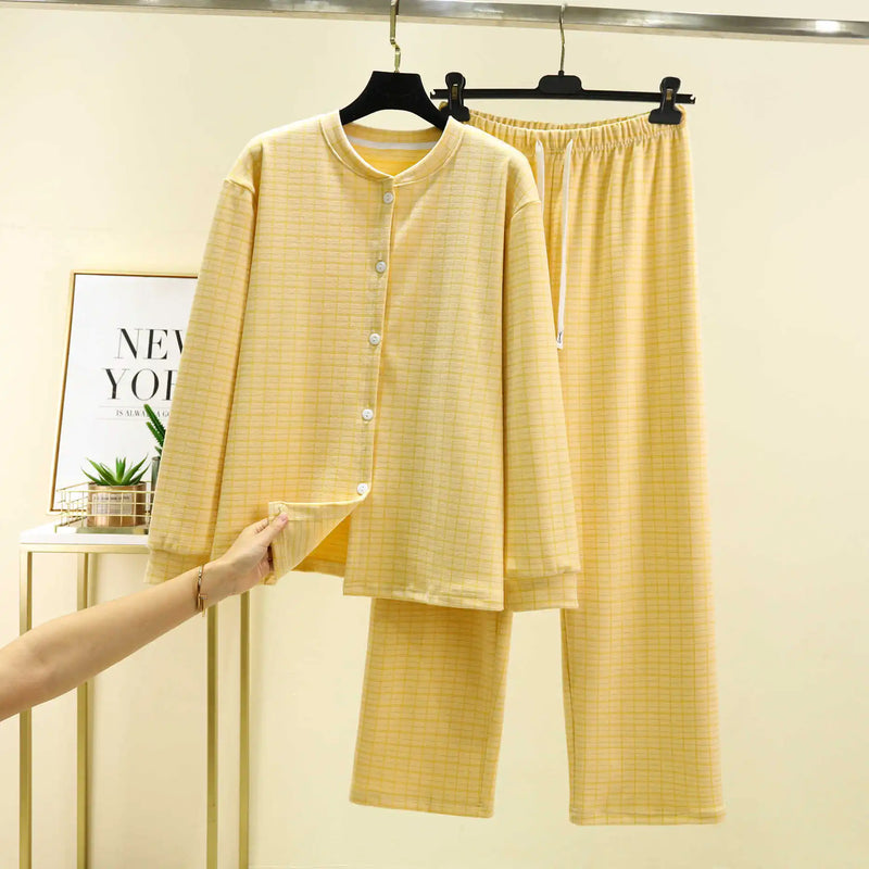 Pajama Woman Winter De Velvet Warm Sleepwear For Sleeping Clothes Casual Plaid Thicken Home Wear Suit Fleece Pyjamas Femme