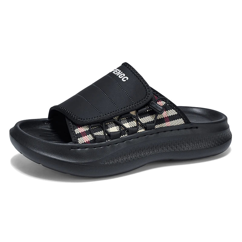 Men's One Strap Slides Summer New EVA Slippers Non Slip Waterproof Casual Beach Shoes Comfort Soft sole Outdoor Walking Slippers