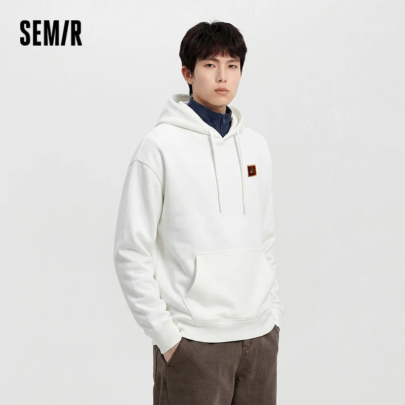 Semir Fashion Hoodie Men Spring Hooded Loose Print Couple Style Trendy Youth Casual Comfortable Stylish Pullover Top