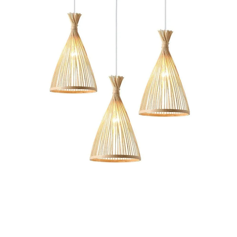 Bamboo Lampshade Led Pendant Lamp Natural Rattan Wicker Ceiling Chandeliers Hand Woven E27 Lighting Fixtures Hanging Light