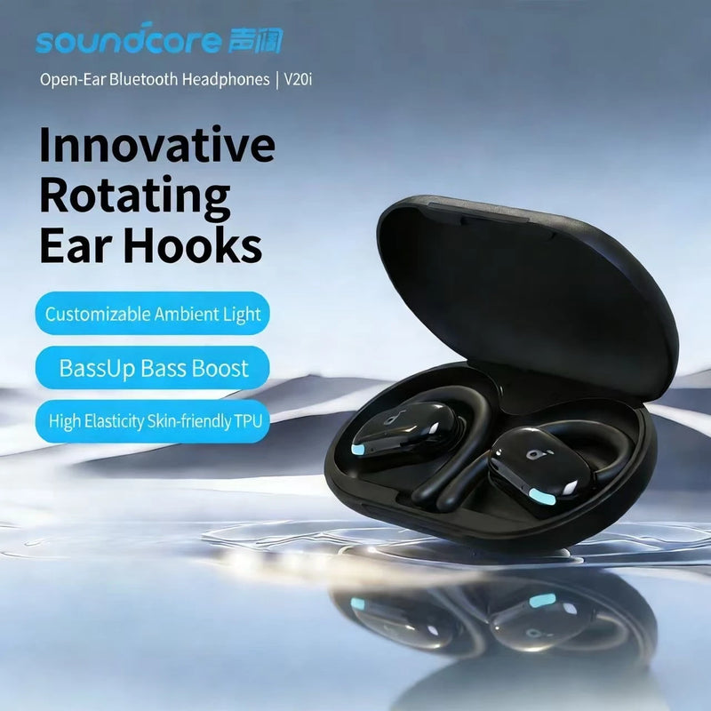 កាសស្តាប់ត្រចៀកប៊្លូធូស SOUNDCORE V20i បើកកម្មវិធីកាត់បន្ថយសំឡេងរំខានកីឡា កាសស្តាប់ត្រចៀកព្យួរសម្រាប់ភ្ជាប់ជាមួយឆ្អឹង