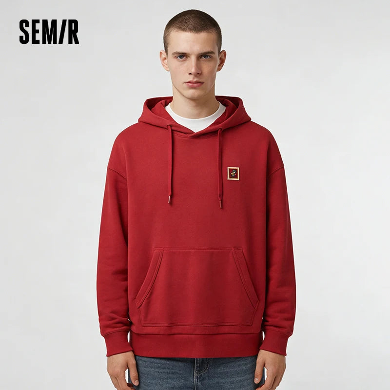 Semir Fashion Hoodie Men Spring Hooded Loose Print Couple Style Trendy Youth Casual Comfortable Stylish Pullover Top