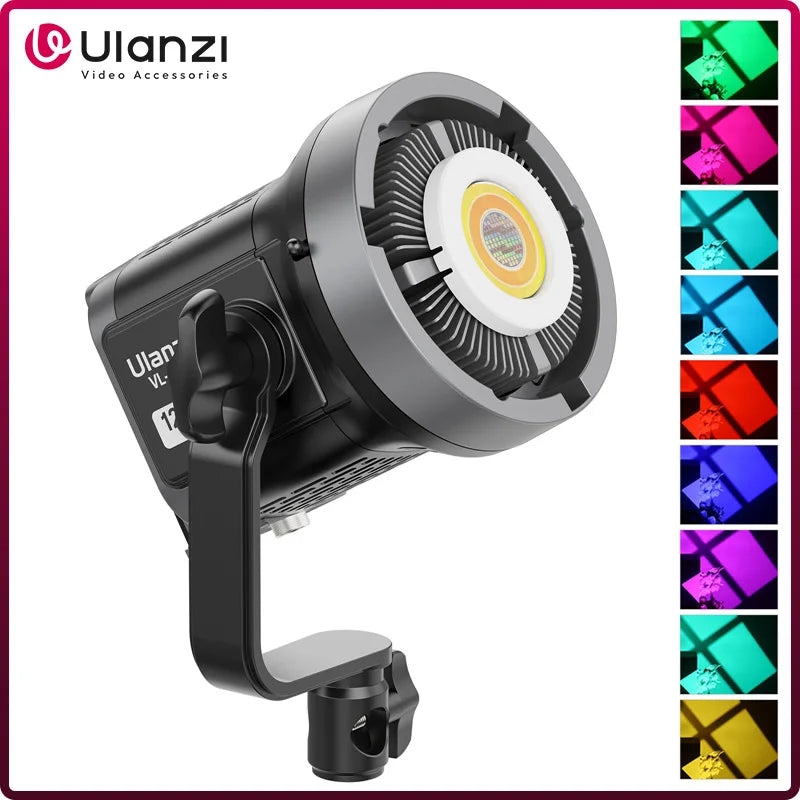 ភ្លើងវីដេអូ Ulanzi VL-120C 120W V-Mount RGB ពណ៌ពេញ COB បញ្ជាដោយឥតខ្សែ APP 2700K-6500K សម្រាប់ការថតវីដេអូក្នុងស្ទូឌីយោ