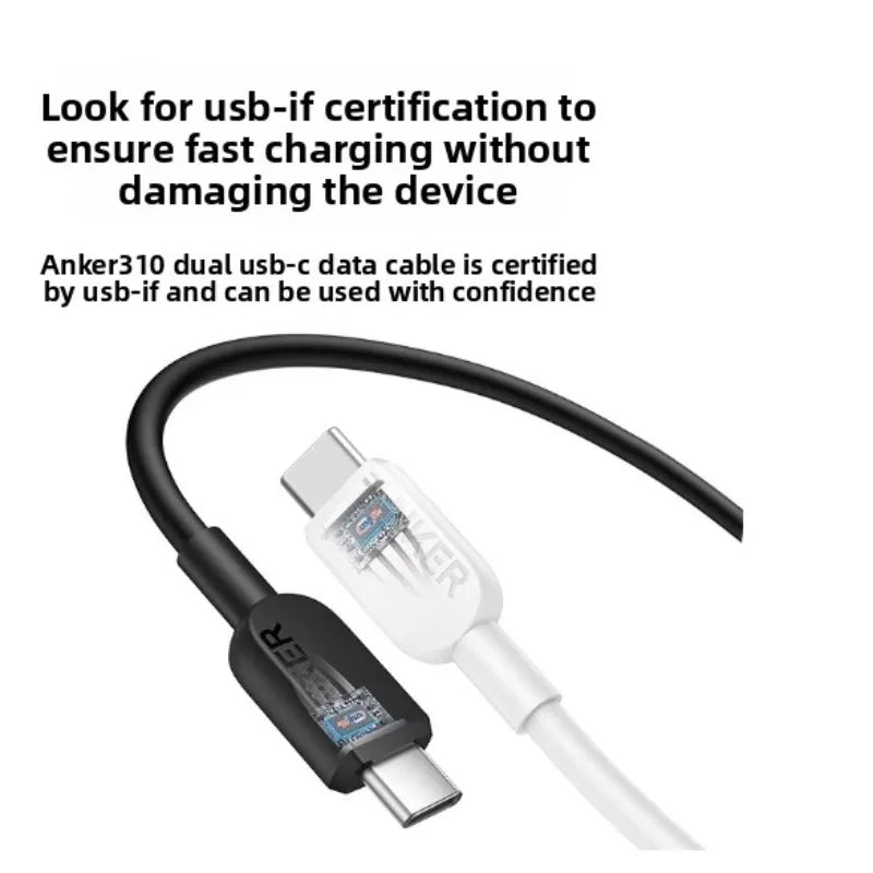 ខ្សែសាក ANKER Dual Type-C ស័ក្តិសមសម្រាប់ iPhone 17 ProMax Samsung S22 MacBook Air ខ្សែសាកទិន្នន័យលឿន