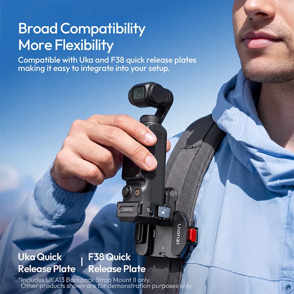 ខ្សែស្ពាយ Ulanzi UKA13 Uka Backpack Strap Mount II ម៉ោនដោះរហ័សសម្រាប់ Canon សម្រាប់ Sony សម្រាប់ Nikon សម្រាប់ DJI Pocket DSLR គ្រឿងបន្លាស់កាមេរ៉ា